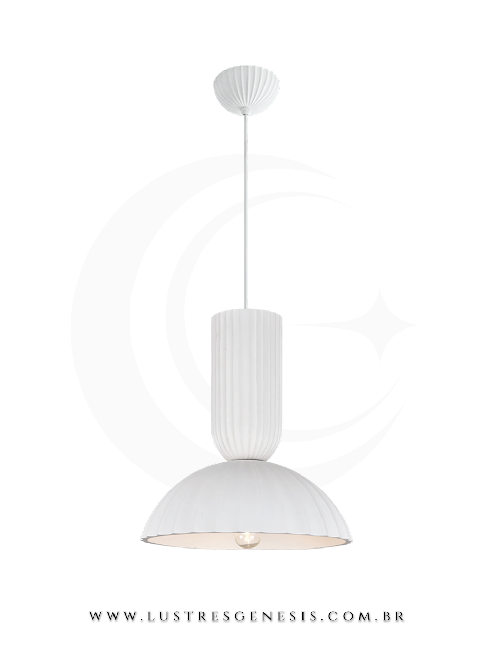 Luminaria de Teto Pendente DCD02634 Branco Gesso E27 Ø35cm, Bancada Churrasqueira, Lavabo, Cabeceira de Cama